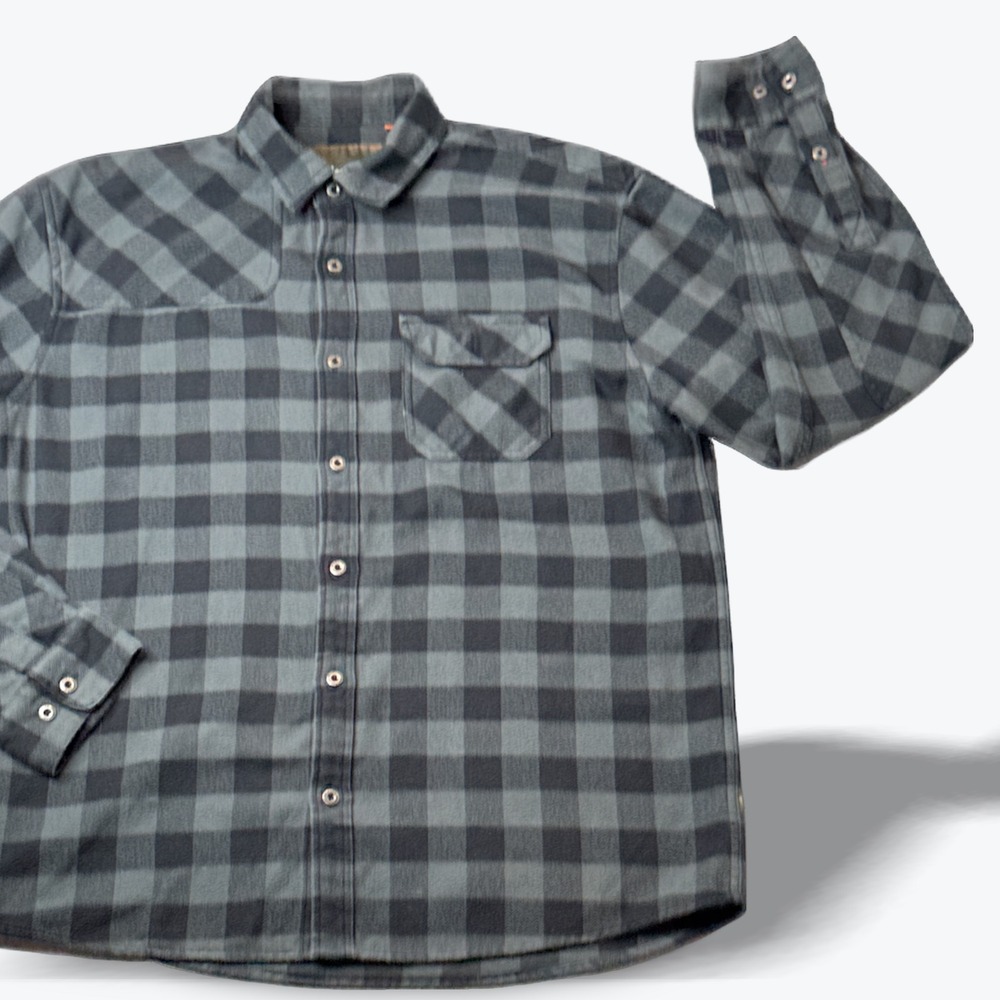 Howler Bros Flannel Shirt Long Sleeve Button‎ Up Green BLK Buffalo Check Plaid L
